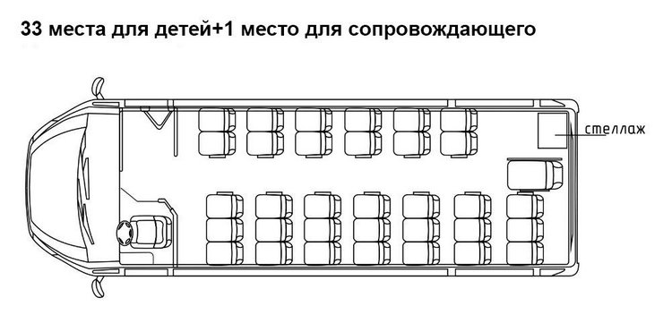Схема салона школьного автобуса на базе Ивеко Дейли Iveco Daily